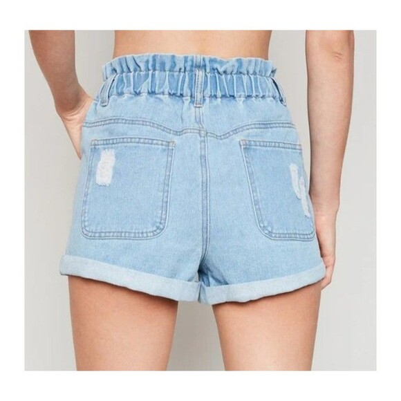 Hayden Los Angeles Women's Denim Shorts, Size L, High Waist, Light Blue. - Picture 2 of 9